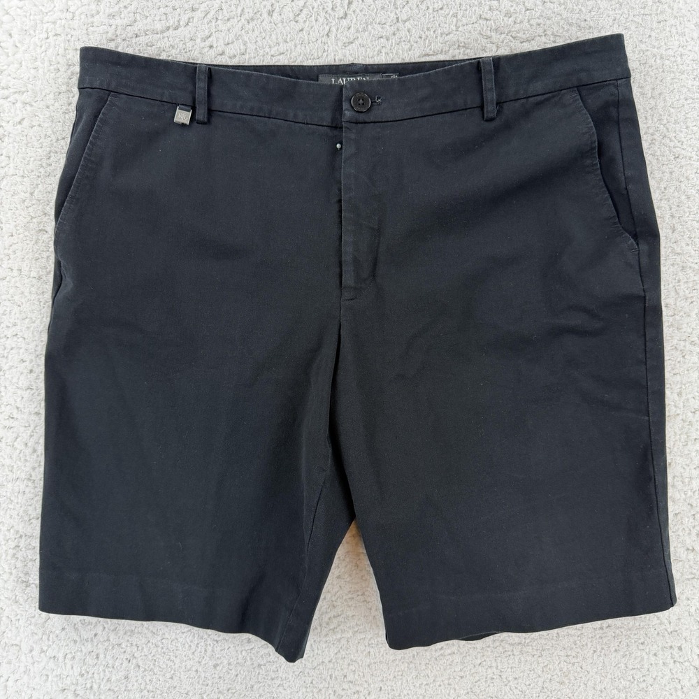 Lauren Ralph Lauren Shorts Womens 16 Black Chino Twill Flat Front Stretch Casual